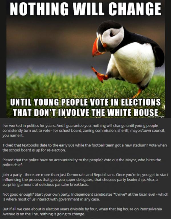 Young people who are frustrated with politics