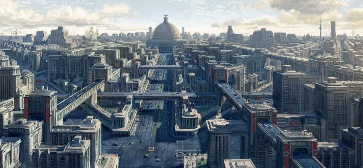 An artistic rendering of what Berlin would have eventually become if Germany won World War II based on Adolf Hitler's ideas and Albert Speer's design plans.