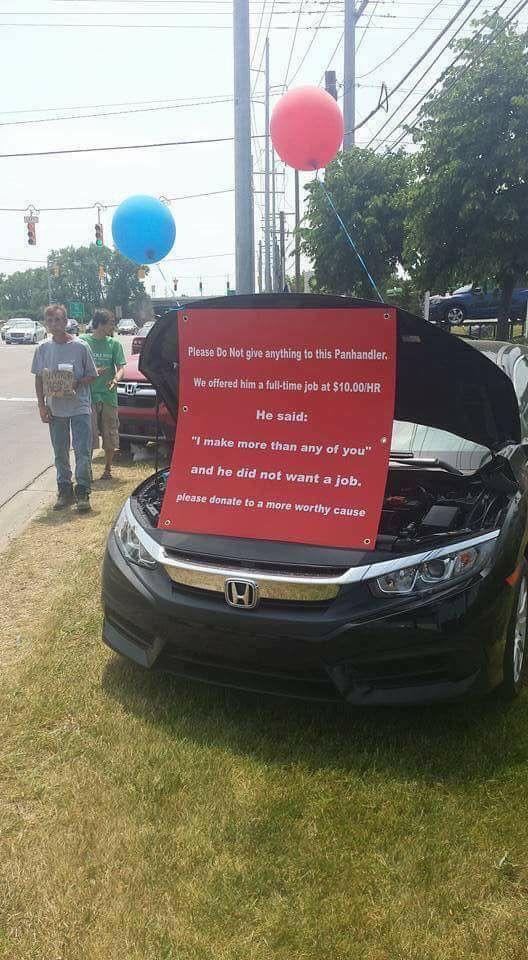 Car dealerships response to local panhandler