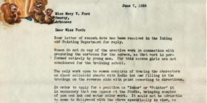 Disney rejection letter to woman who applied for job in 1930’s.