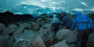 Hiking inside a glacier