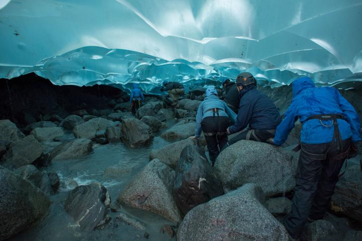 Hiking inside a glacier