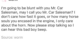 Beep beep Mr. Salesman.