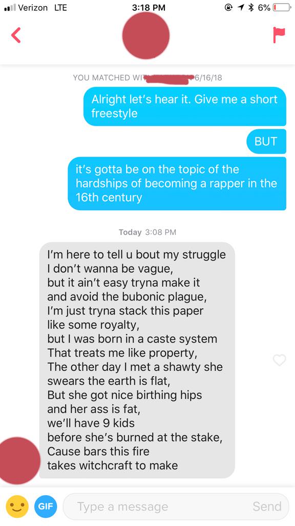Her bio said wished more people would ask me to freestyle.