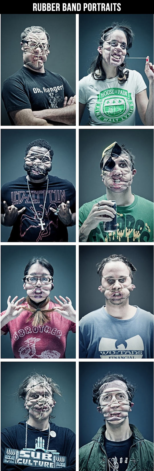 Rubber band portraits.