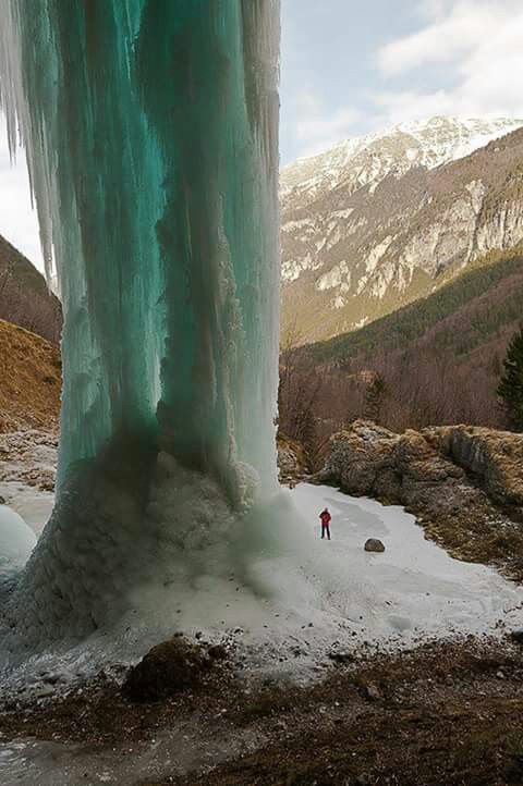 Frozen Waterfall. Human for scale.