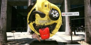 Artist Rudolf Kohn, transformed a mangled car into an emoji as an anti texting and driving PSA.