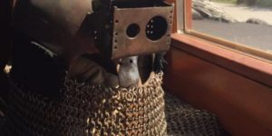 Medieval helmet with pocket for GoPro Hero 4