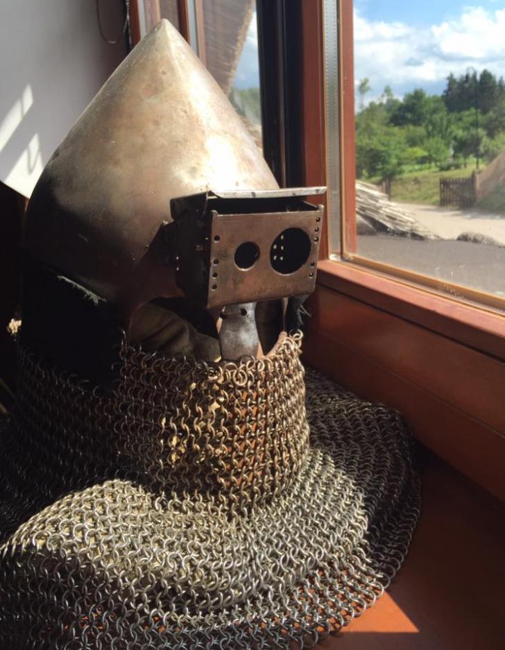 Medieval helmet with pocket for GoPro Hero 4