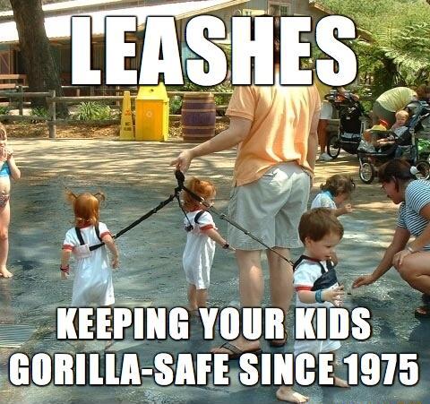 Leashes - keeping your kids gorilla-safe since 1975