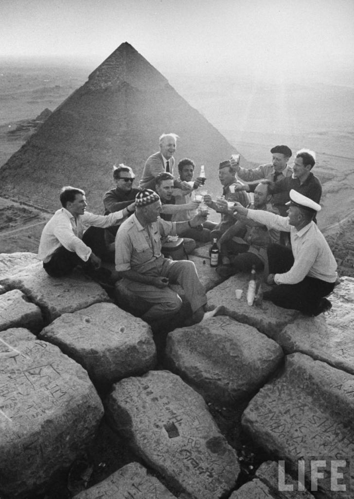 Party at the summit of a pyramid - Life Magazine