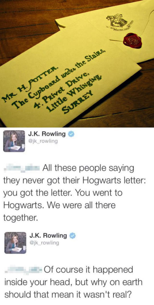 J. K. Rowling On Your Hogwarts Letter