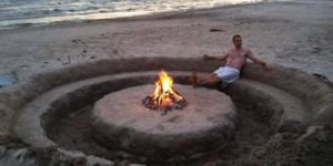 A proper beach bonfire