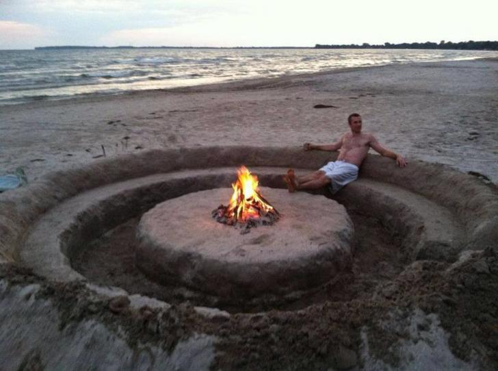 A proper beach bonfire