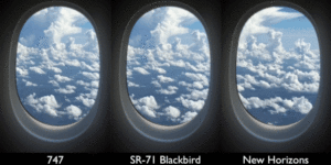 Visualizing the speed difference between a 747, SR-71 Blackbird, and New Horizons.