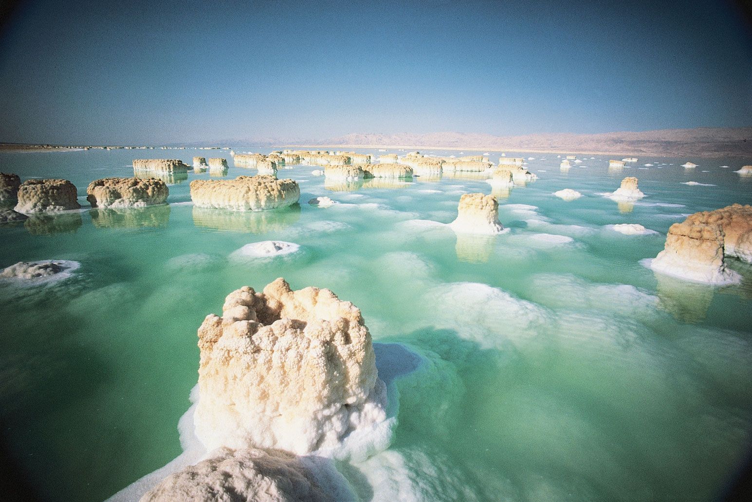 Salt formations in the Dead Sea.