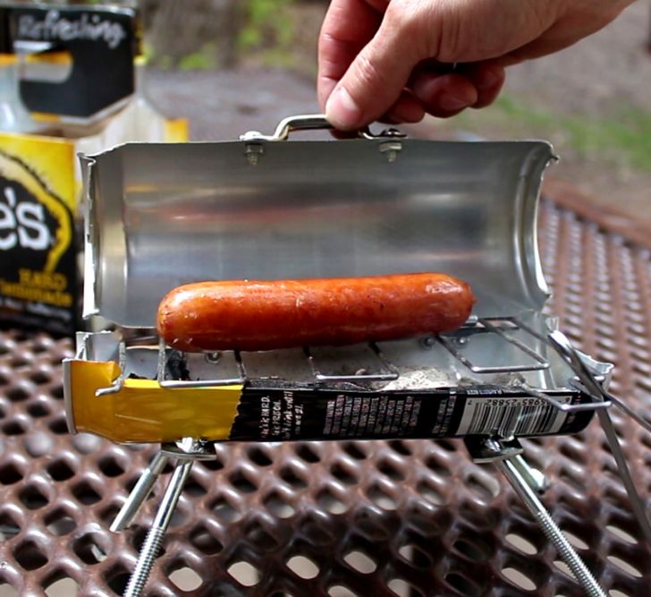 Teeny tiny BBQ made from a drink can.