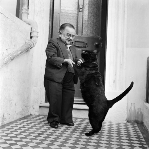 Smallest man in the world dancing with his pet cat
