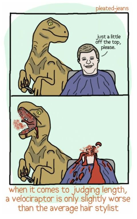 Velociraptor hair stylist.