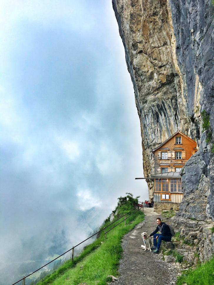 A little restaurant, high up in the mountains of Switzerland.