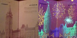 Take a Canadian passport and put it under a black light, then sit back and watch the fireworks