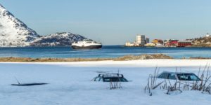 Signs of spring in Ã˜ksfjord, Norway. The cars are beginning to show up again.