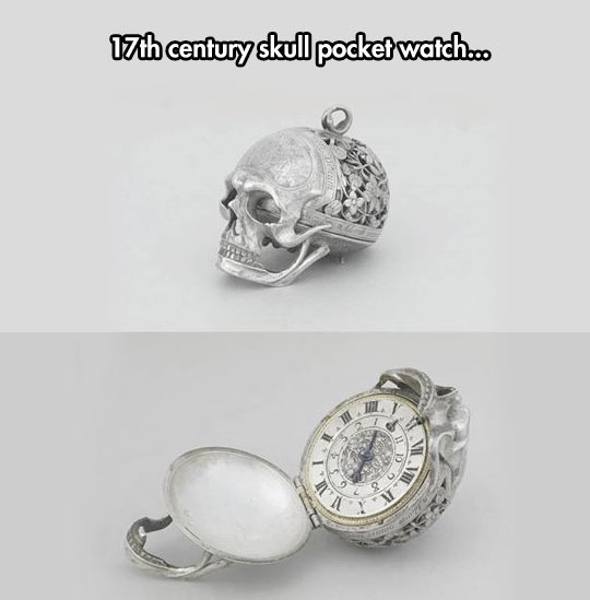 17th century skull pocket watch.