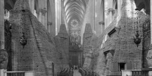 The interior of the Amiens cathedral during WWII.