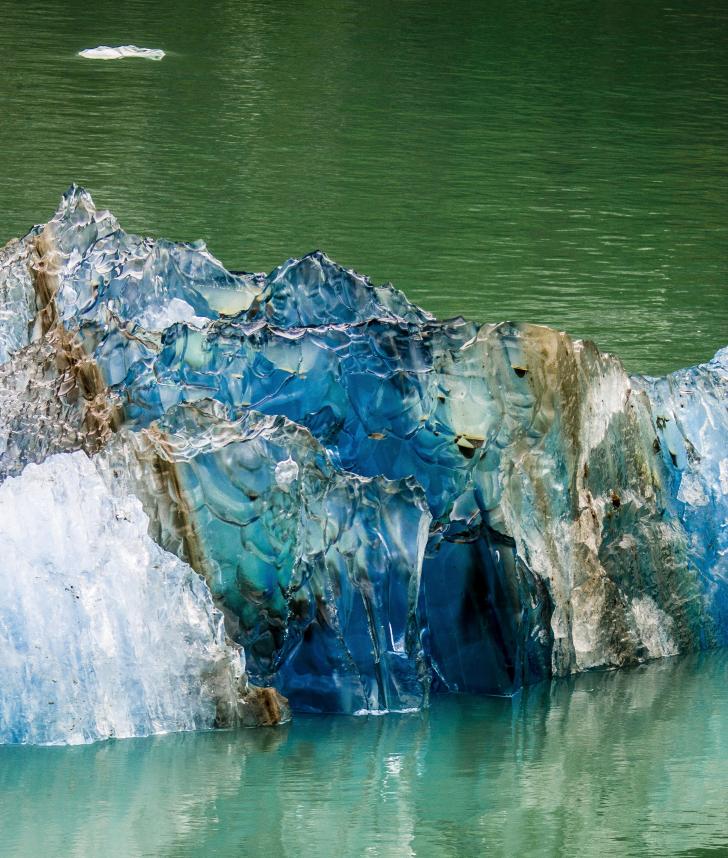 Pure Blue Glacier Ice Floating by our boat above Ketchikan