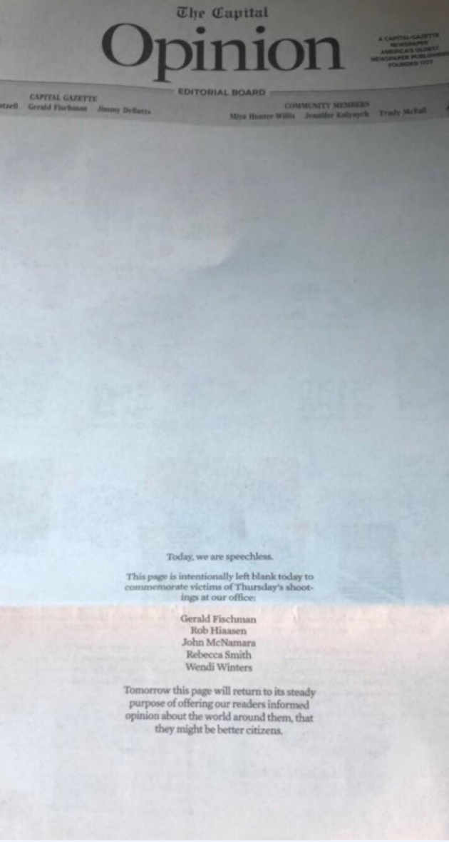 The Opinion page of the Capital Gazette.