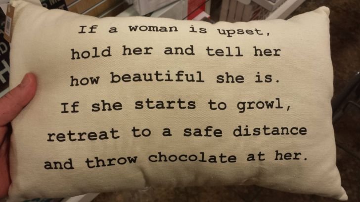 Homegoods pillow on comforting women.