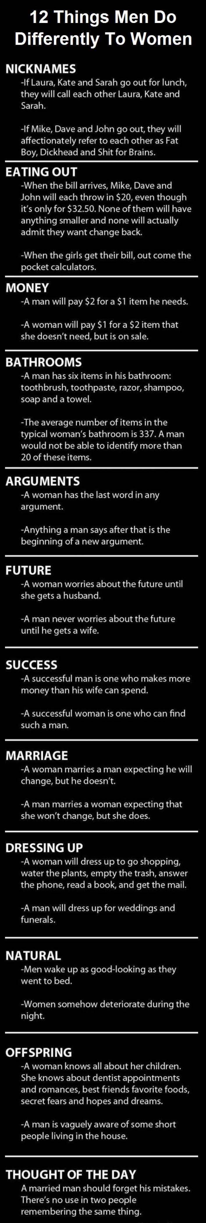 12 things men do differently than women.