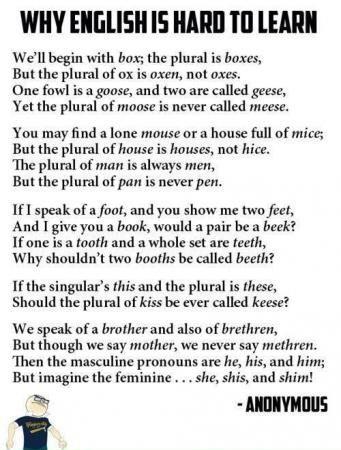 A poem representing the English language