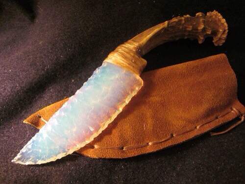 Native American blue fire opal knife