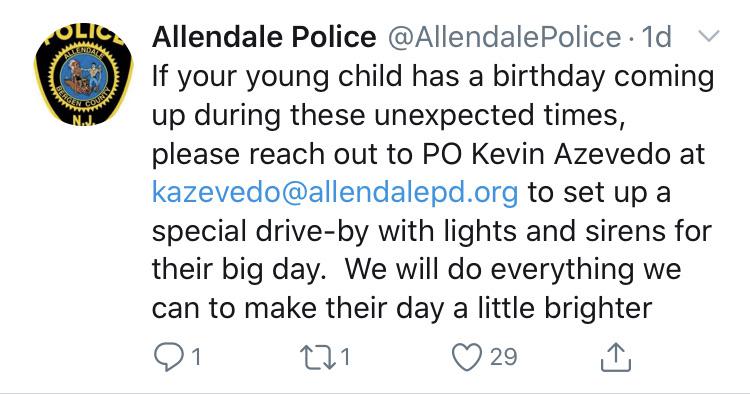 NJ police putting on b-day parades.