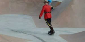 This is what happens if you ask a Canadian Mountie if he can skateboard.