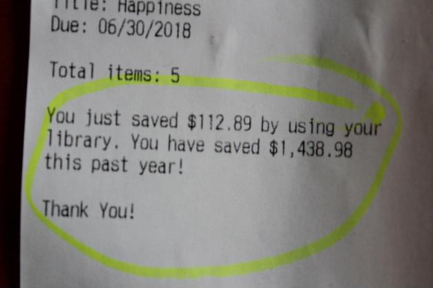 This library tells you how much money you've saved by using the library