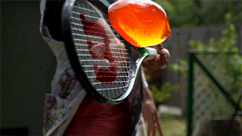 Hitting jello with a tennis racket