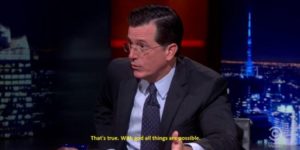 Colbert Interviewing Morgan Freeman on “Through the Wormhole”