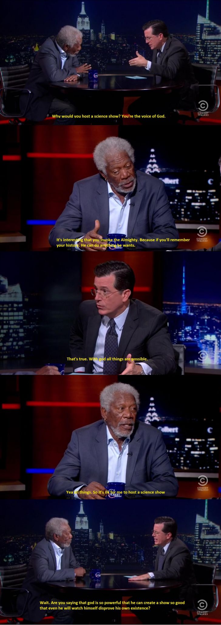 Colbert Interviewing Morgan Freeman on 