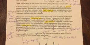 Trump sent a retired teacher a letter about gun policy. She fixed the grammar and sent it back.