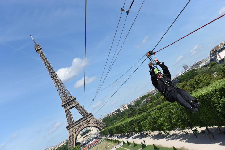 You can currently zipline down the Eiffel Tower