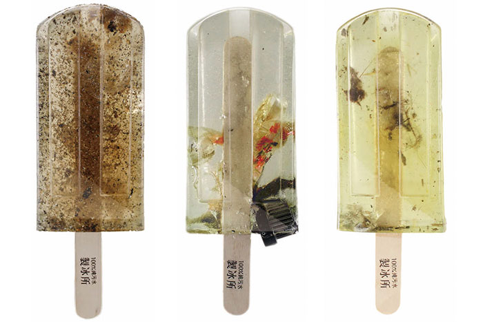 These popsicles are made out of 100 different sources of polluted water in Taiwan. The people made them want to raise attention of growing water pollution due to urbanization.