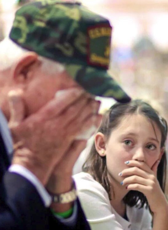 She brought her gran to a Veteran's Day ceremony. War is hell, basically.