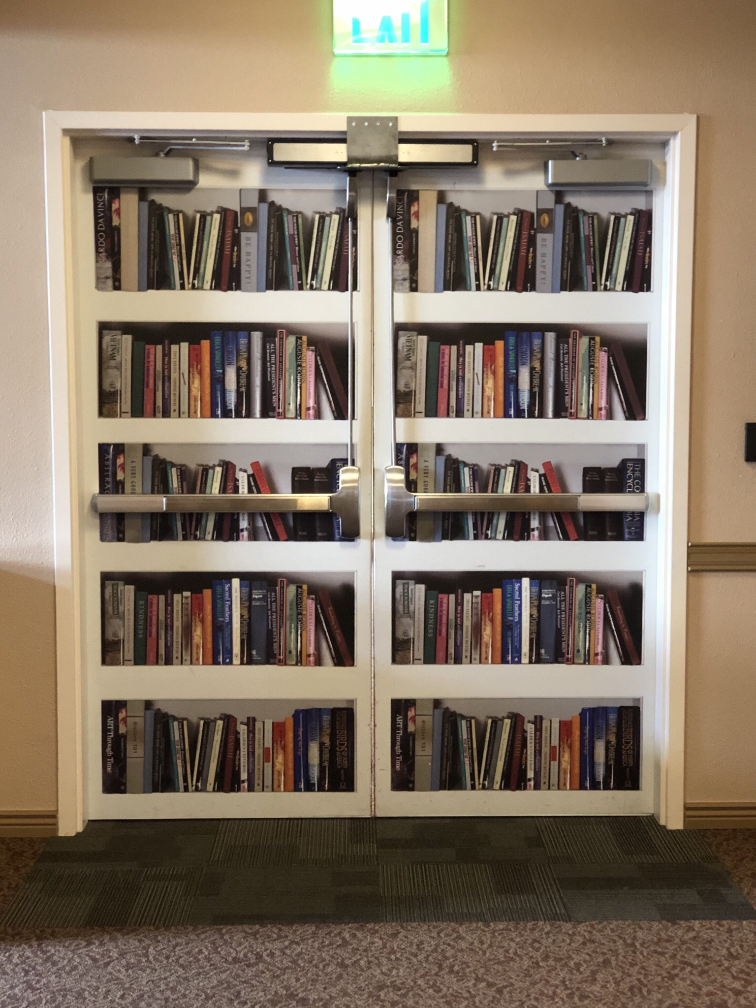 This exit door in a nursing home is camouflaged to dissuade patients with dementia from escaping. 