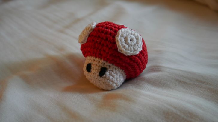 Mom knitted me a Mario mushroom :)