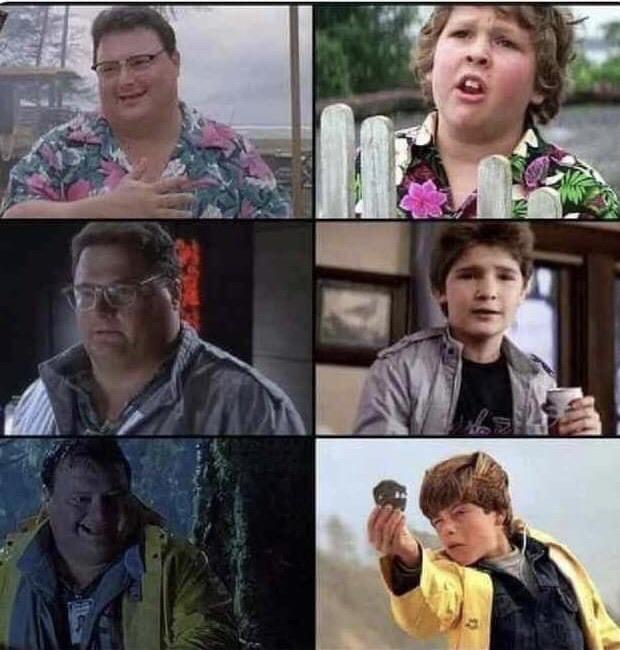 How did we miss Dennis Nedrey secretly cosplaying Goonies characters this whole time?