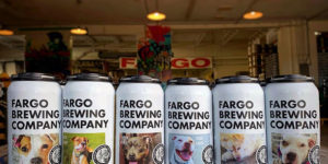 Fargo Brewing Company puts photos of rescue dogs on the cans to help them get adopted.