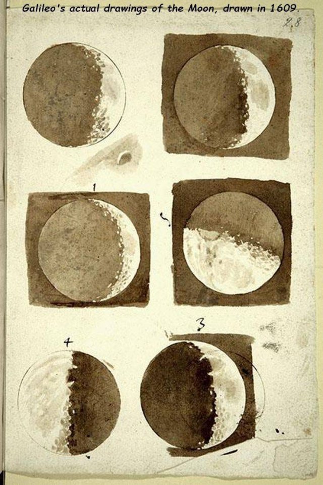 Galileo's drawings of the Moon, circle 1609.