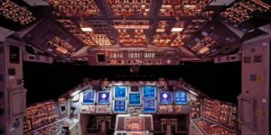 Flight deck of the Columbia space shuttle could be a Star Trek set.